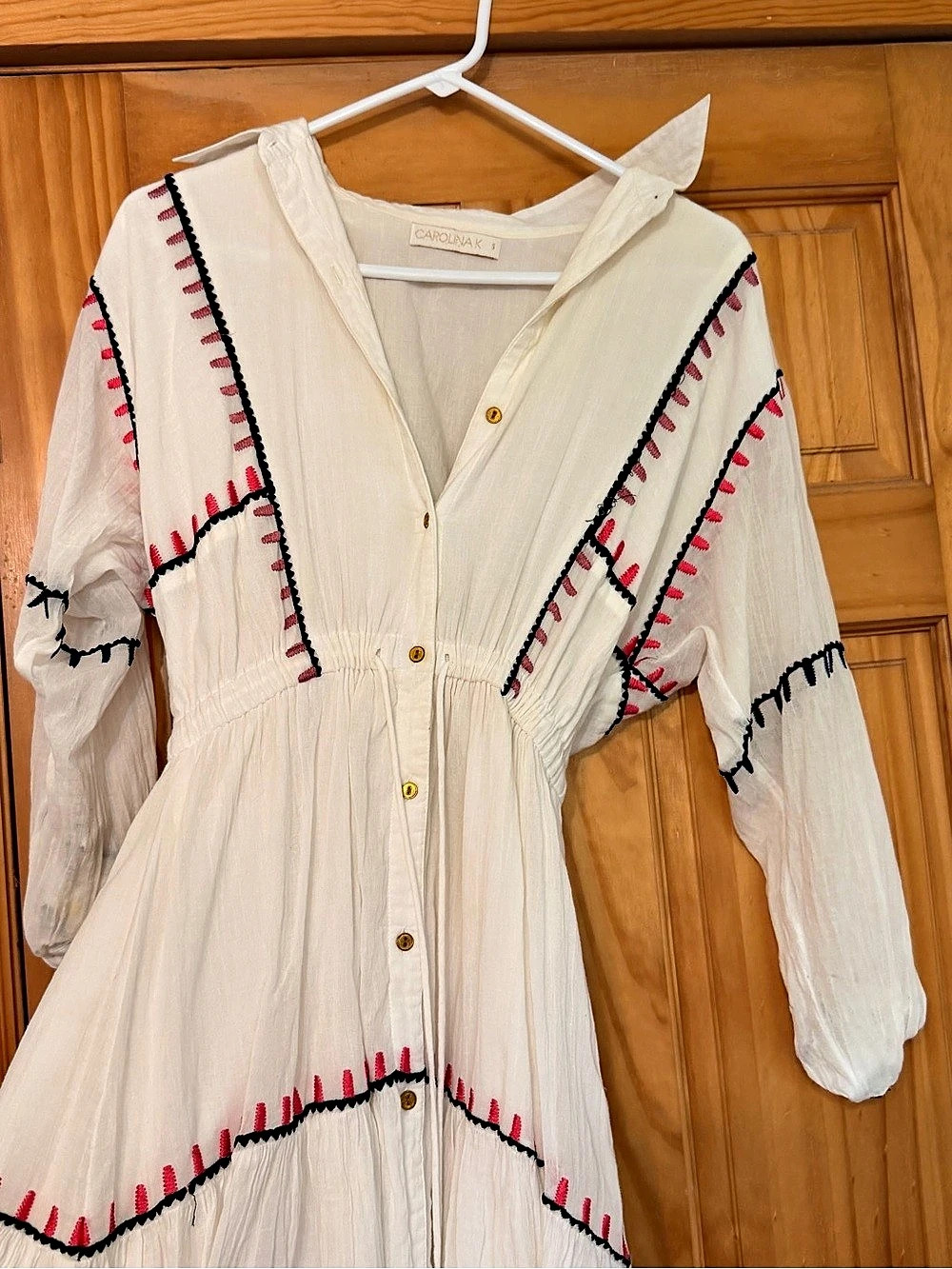 CAROLINA K Embroidered Maxi Dress in White Size Small